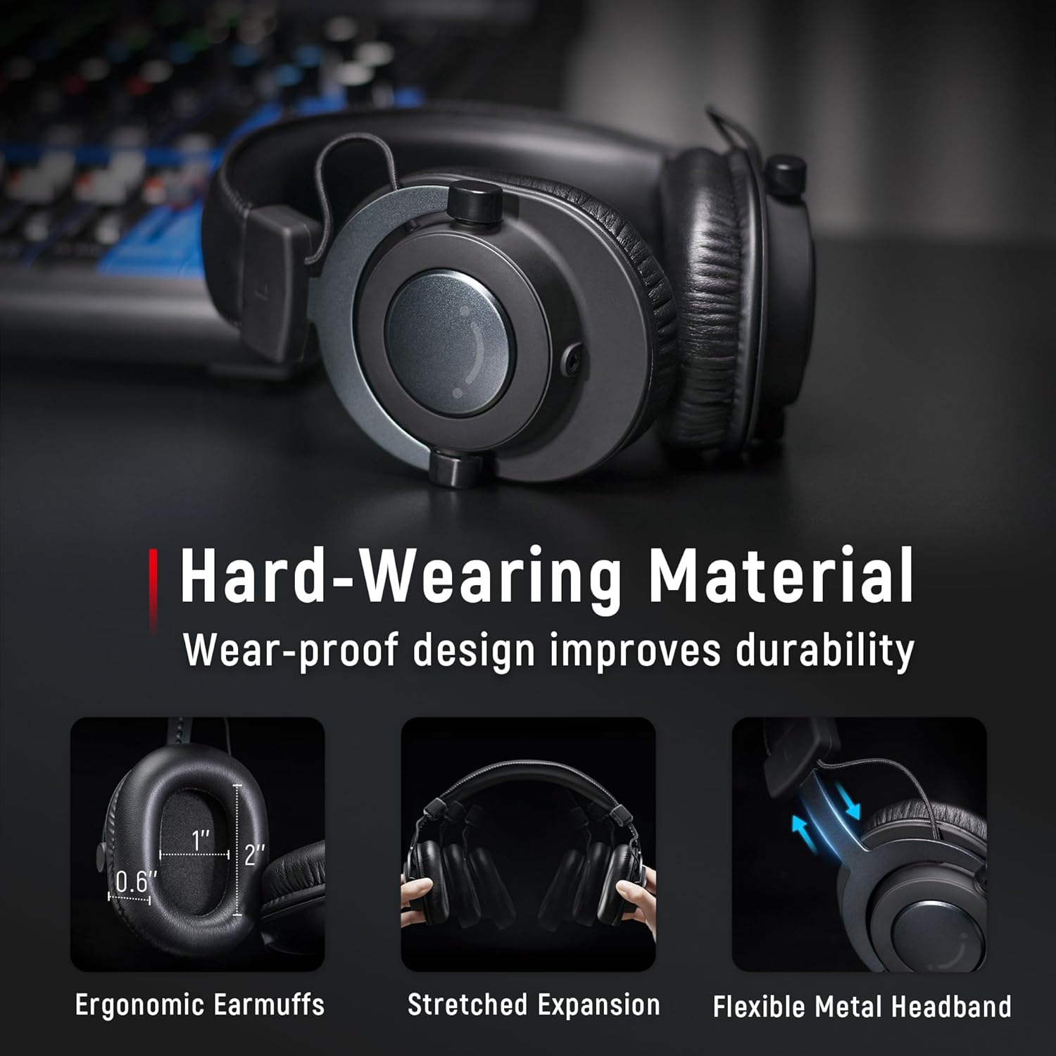  FIFINE H8 Studio Monitor Headphones for Recording-Over Ear Wired Headphones